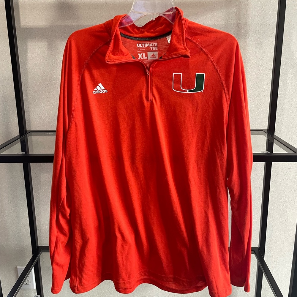 Miami Hurricanes Adidas long sleeve quarter zip - XL